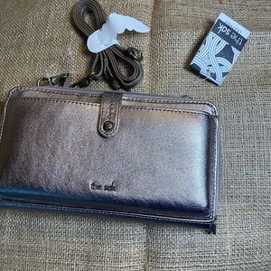 The sake wallet w/ crossbody strap